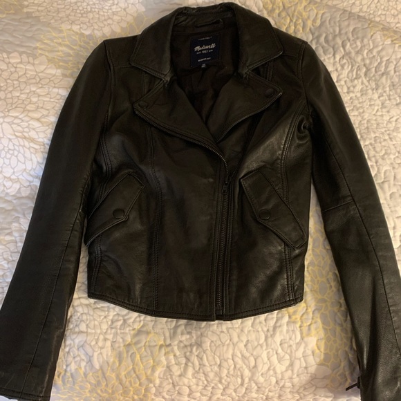 Madewell perfect leather Moto jacket true black, size XS - Picture 7 of 15